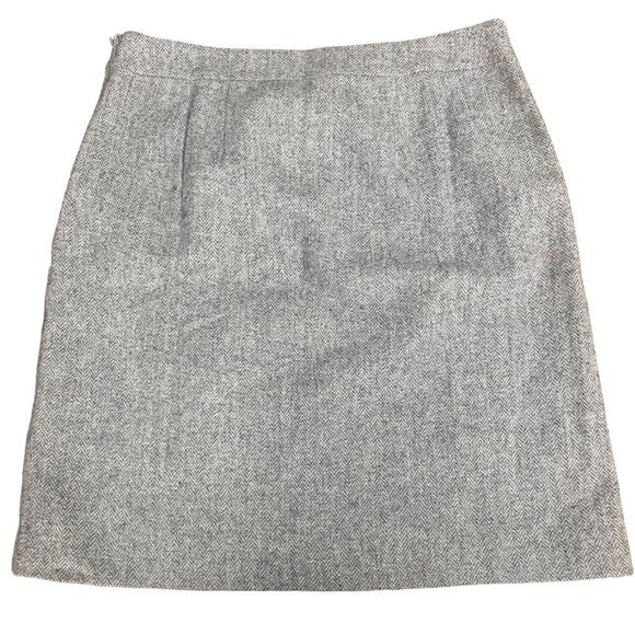 Talbots Wool Blend Chevron Crest Button Skirt Gray Sz 10 - Picture 2 of 8